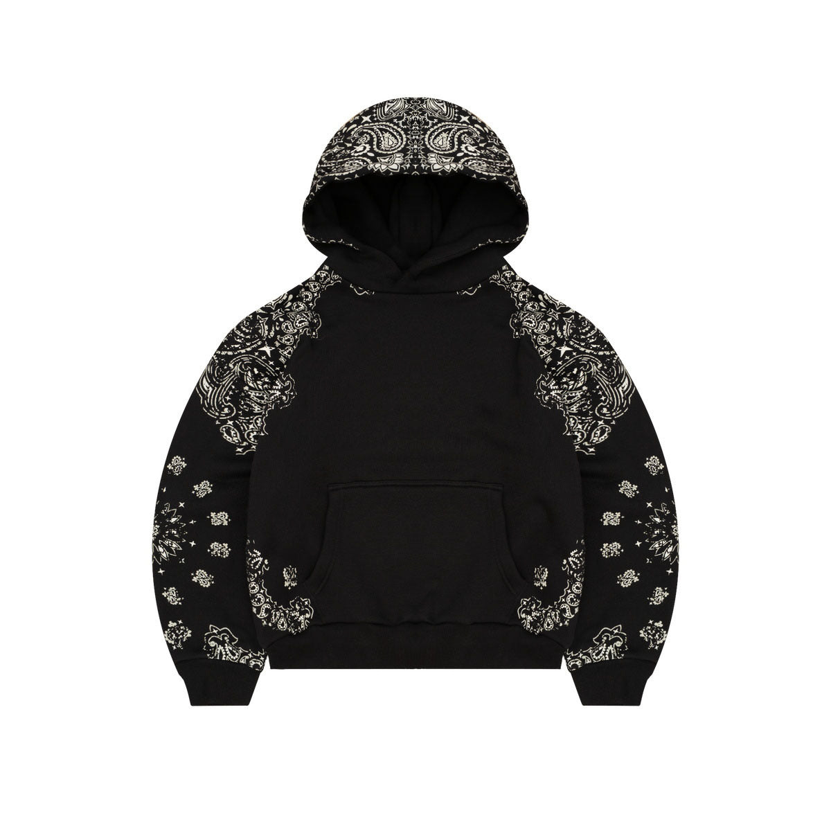 Mtmoiss Men Lotus Long Sleeve Black Hoodie