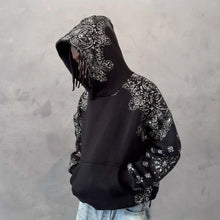 Load image into Gallery viewer, Mtmoiss Men Lotus Long Sleeve Black Hoodie
