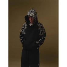 Load image into Gallery viewer, Mtmoiss Men Lotus Long Sleeve Black Hoodie
