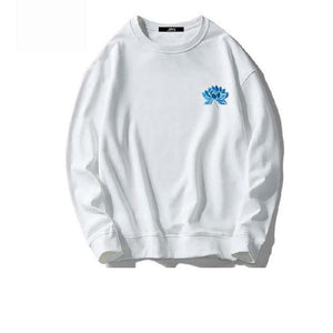 Mtmoiss Men's Lotues Round neck Long Sleeve Hoodie