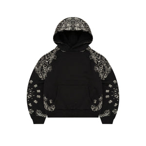Mtmoiss Men Lotus Long Sleeve Black Hoodie