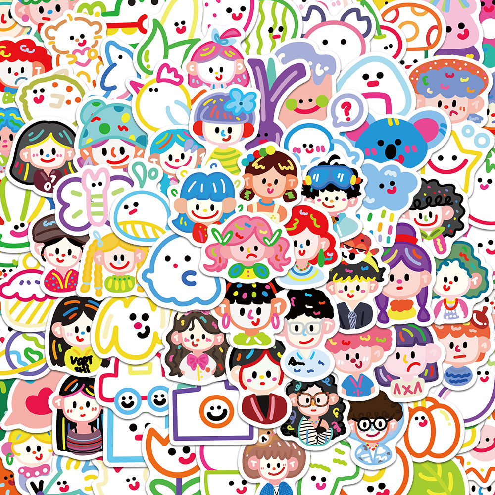 100 pcs Cute Colorful Character Sticker Pack