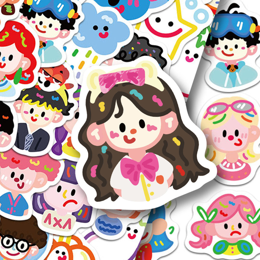 100 pcs Cute Colorful Character Sticker Pack