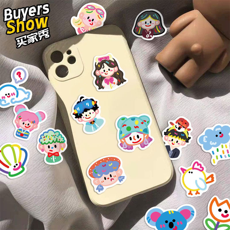 100 pcs Cute Colorful Character Sticker Pack
