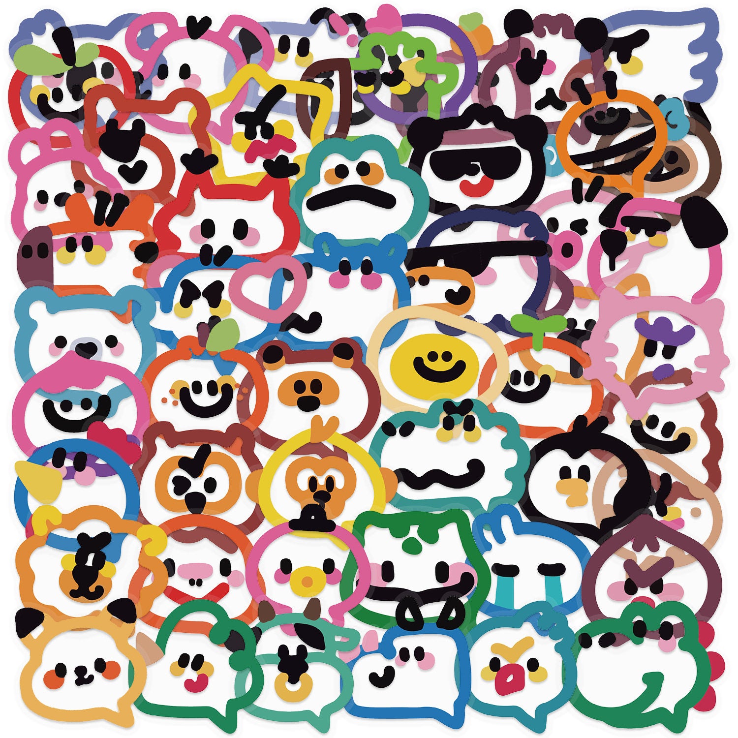 50 pcs Cute Doodle Healing Sticker Pack