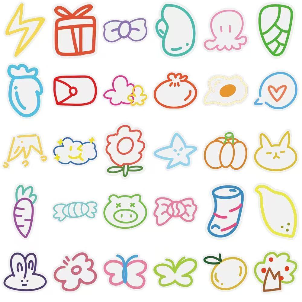 60 pcs Dopamine Cute Cartoon Sticker Pack