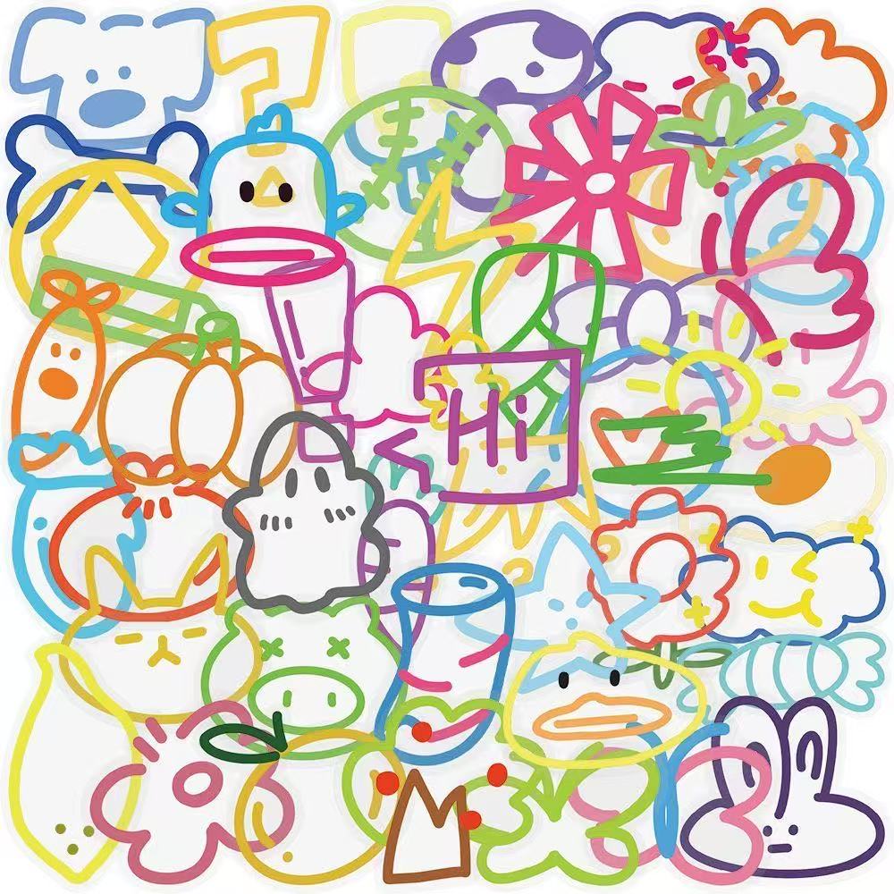 60 pcs Dopamine Cute Cartoon Sticker Pack