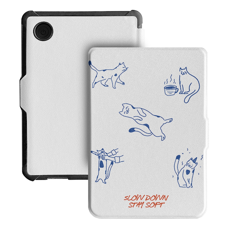 7 inch Cute Cats Magnetic Case For Kobo Libra-Slow Down Case