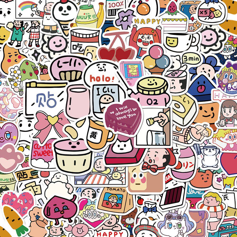 90 pcs Cute Food Character Mix Sticker Pack