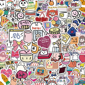 90 pcs Cute Food Character Mix Sticker Pack