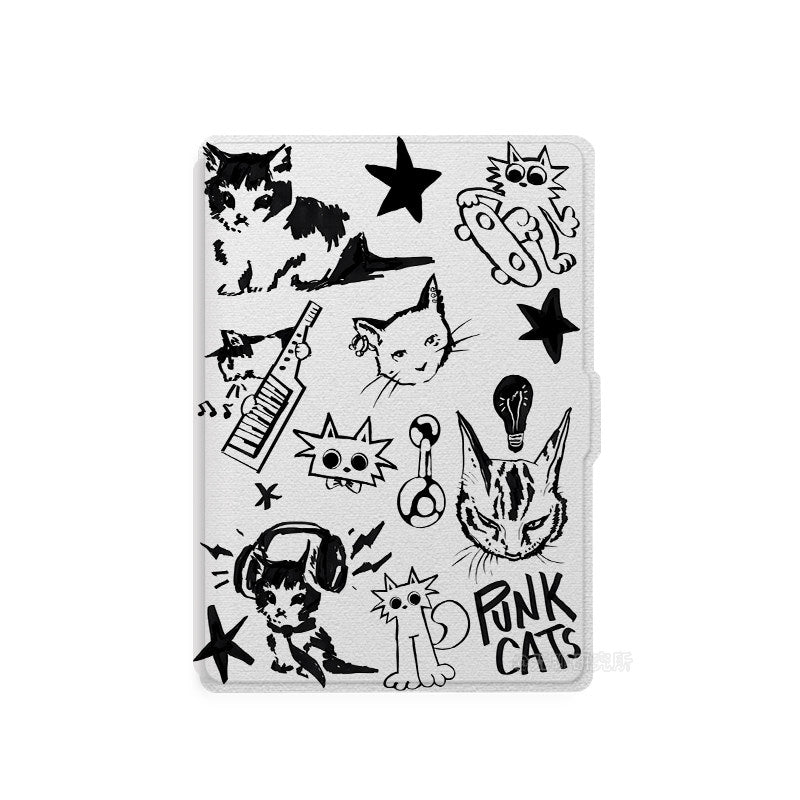 BW cat Print Kindle Case