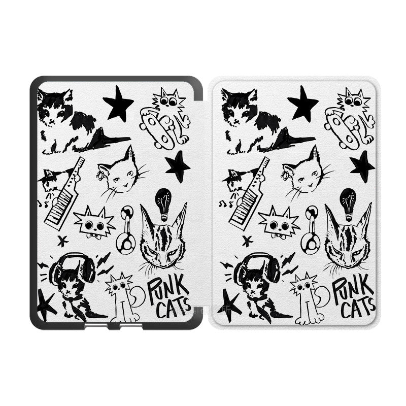 BW cat Print Kindle Case