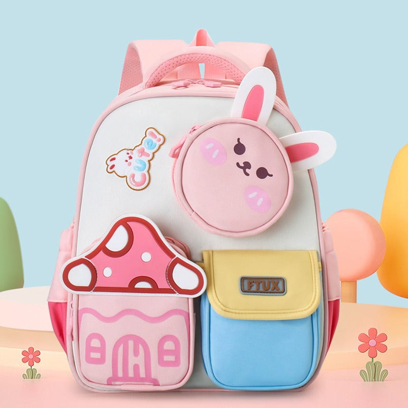 Cute Bunny Preschool Backpack Pink and Yellow