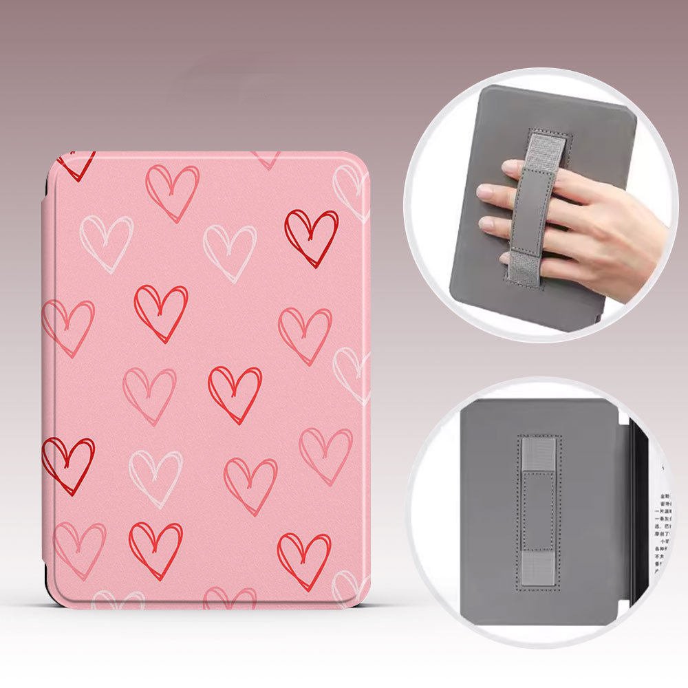 Magnetic Handheld Protective Case For Kobo eReader-Pink Heart Pop
