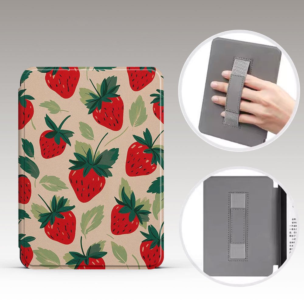 Magnetic Handheld Protective Case For Kobo eReader-Vintage Strawberry Garden