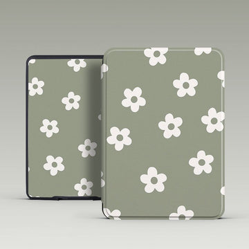 Minimalism Light Green Flora Case For Kobo with Hand Strap