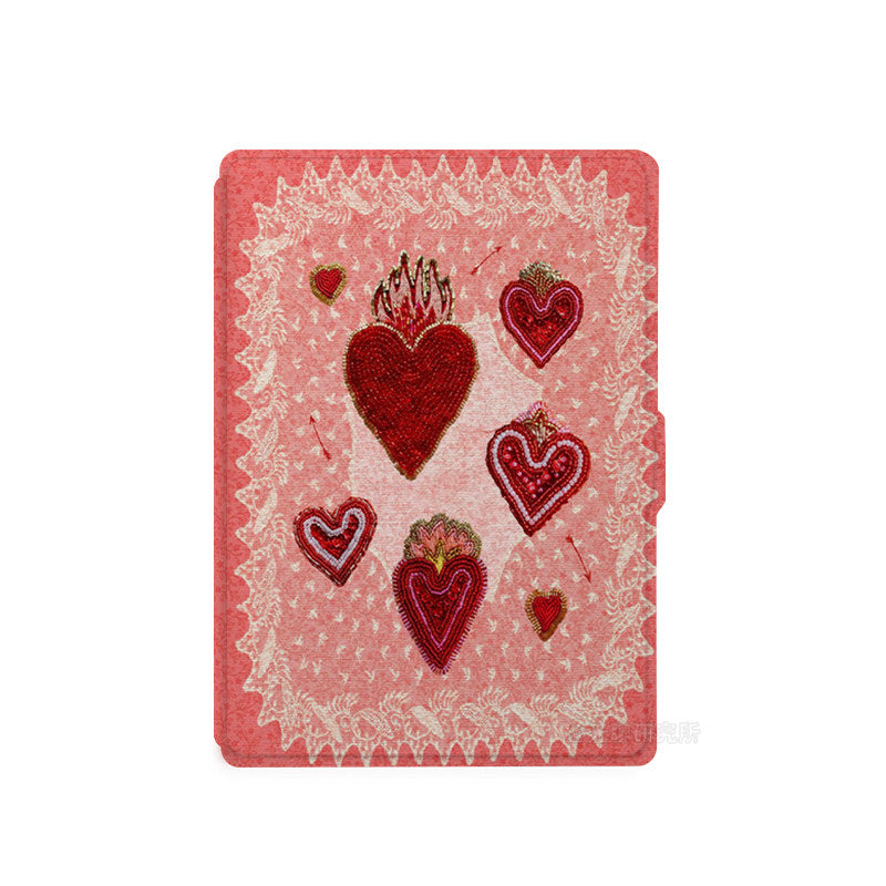 PInk Love Heart Print Kindle Case