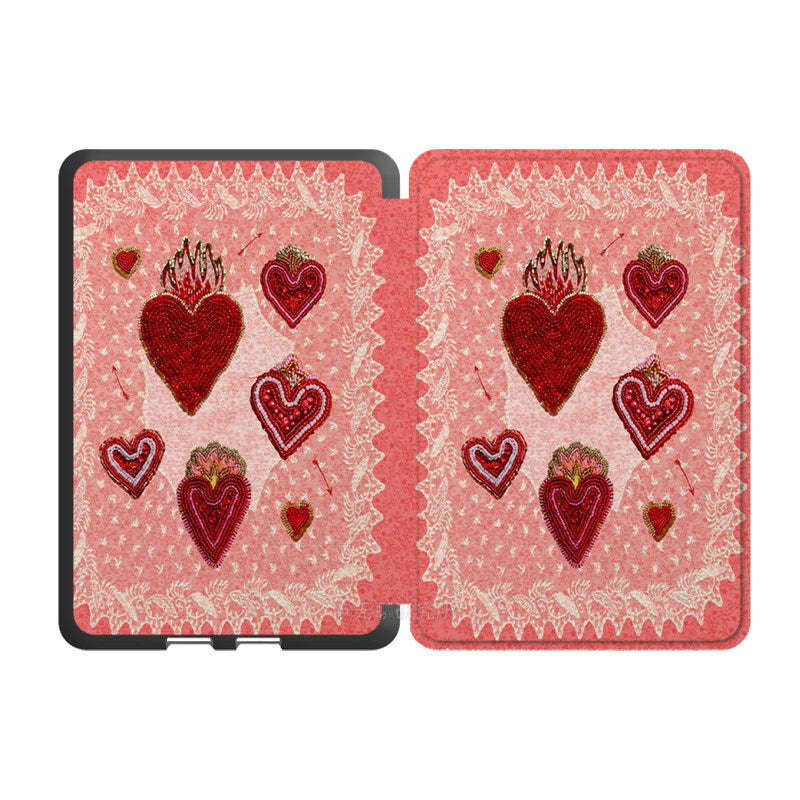 PInk Love Heart Print Kindle Case