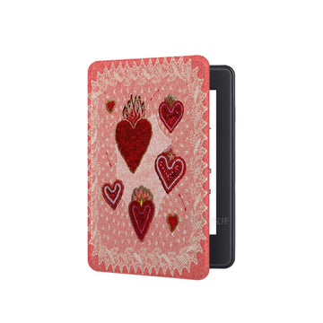 PInk Love Heart Print Kindle Case