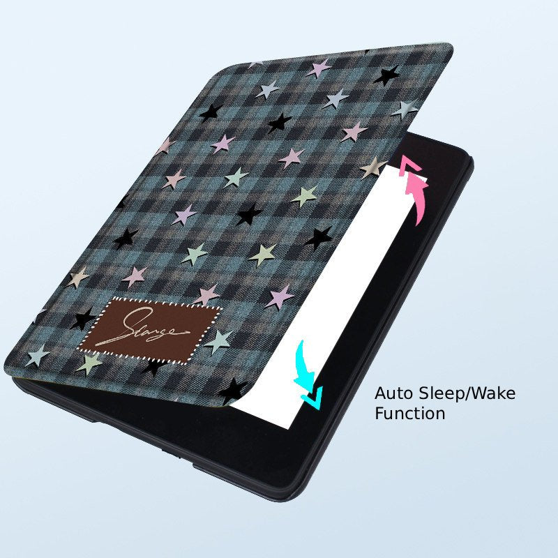 Plaid Star Handheld Cover For Kindle