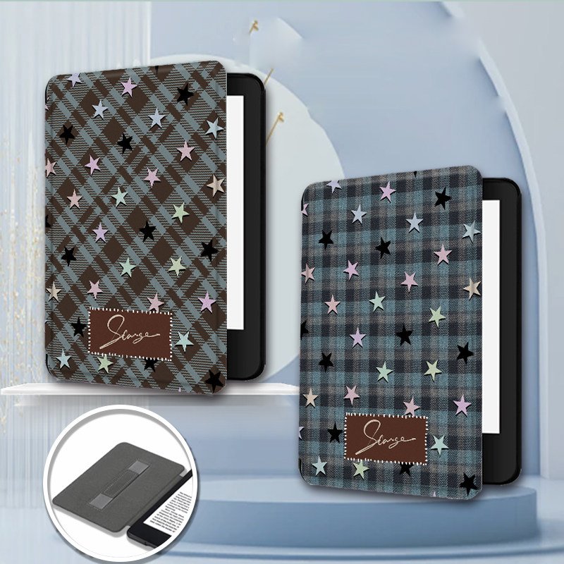 Plaid Star Handheld Cover For Kindle