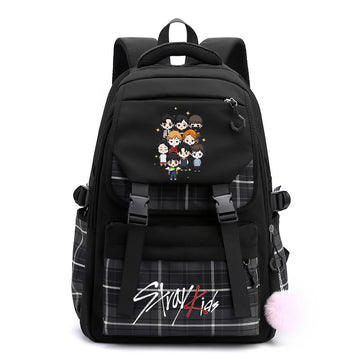 Kpop Stray Kids Letter Printed Backpacks Black