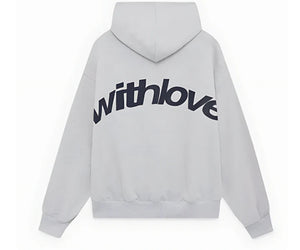 Mtmoiss Unisex With Love Letter Prined Long Sleeve Hoodie