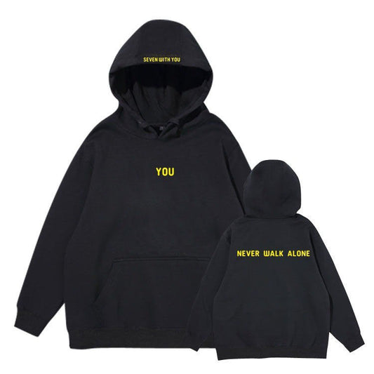 Mtmoiss Men You Never Walk Alone Printed Long Sleeve Hoodie
