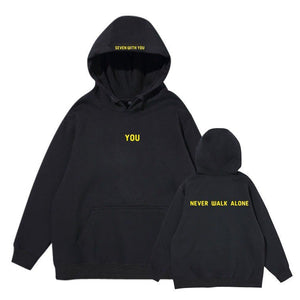 Mtmoiss Men You Never Walk Alone Printed Long Sleeve Hoodie