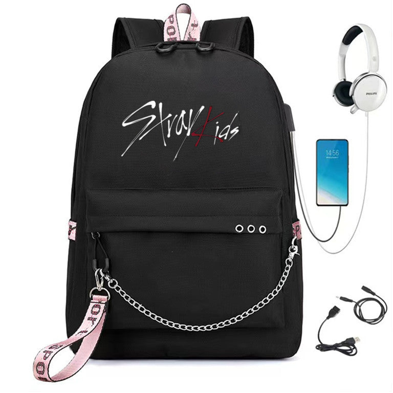 Kpop Stray Letter Printed School Backpacks