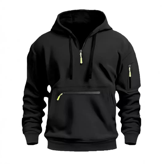 Mtmoiss Men Zipper pockets Design Long Sleeve Hoodie