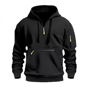 Mtmoiss Men Zipper pockets Design Long Sleeve Hoodie