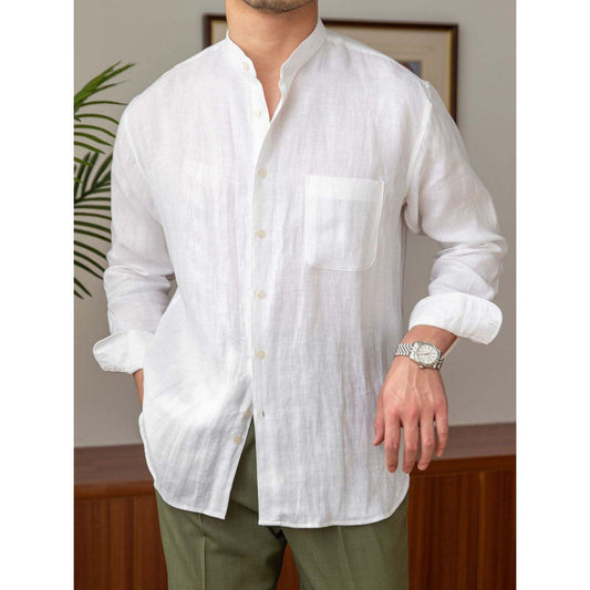 Mtmoiss Men Solid linen Long Sleeve shirt