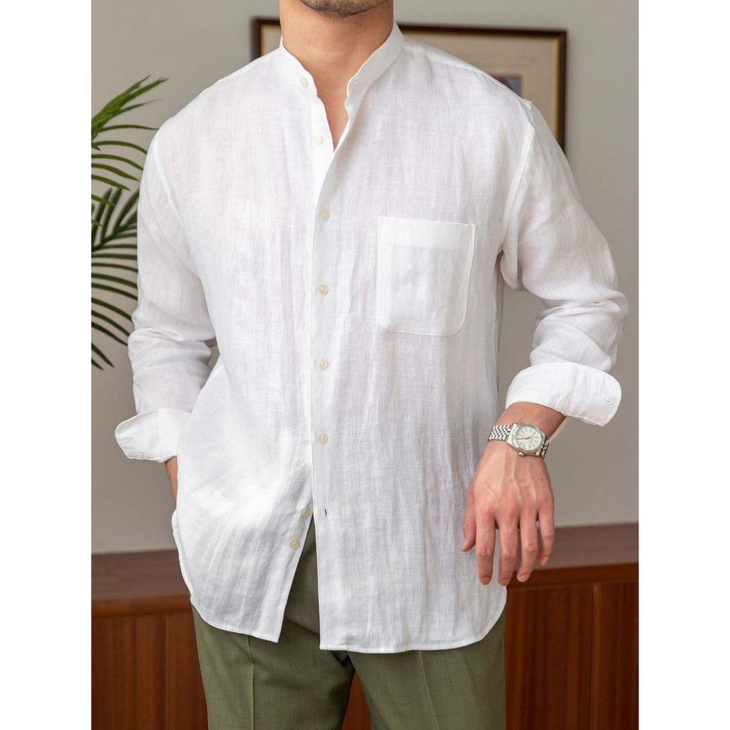 Mtmoiss Men Solid linen Long Sleeve shirt
