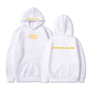 Mtmoiss Men You Never Walk Alone Printed Long Sleeve Hoodie