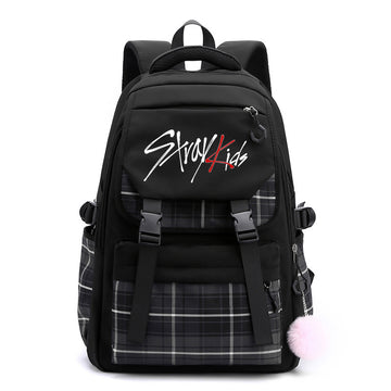 Kpop Stray Kids Letter Printed Black Backpacks Black