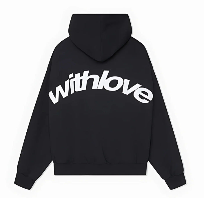 Mtmoiss Unisex With Love Letter Prined Long Sleeve Hoodie