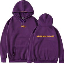Load image into Gallery viewer, Mtmoiss Men You Never Walk Alone Printed Long Sleeve Hoodie
