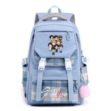 Kpop Stray Kids Letter Printed Blue Backpacks
