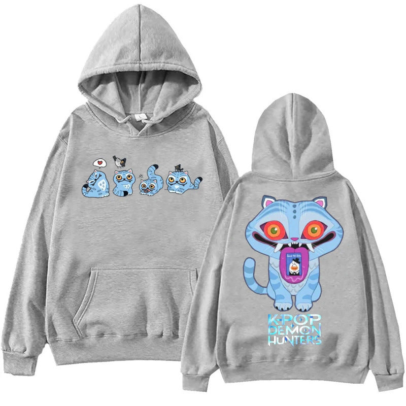 Mtmoiss Unisex Kpop Demon Hunters Tiger Printed Long Sleeve Hoodies