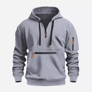 Mtmoiss Men Zipper pockets Design Long Sleeve Hoodie