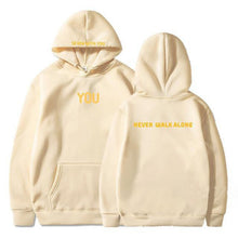 Load image into Gallery viewer, Mtmoiss Men You Never Walk Alone Printed Long Sleeve Hoodie
