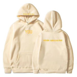 Mtmoiss Men You Never Walk Alone Printed Long Sleeve Hoodie