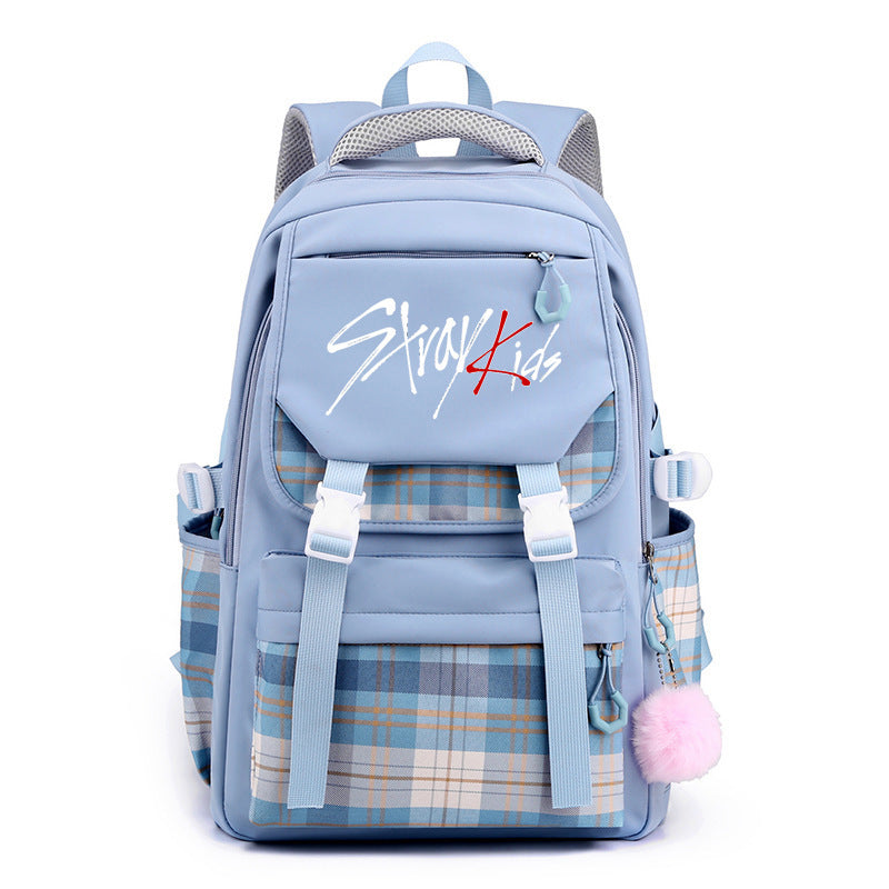 Kpop Stray Kids Letter Printed Backpacks Blue