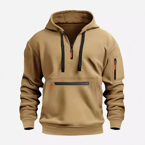 Mtmoiss Men Zipper pockets Design Long Sleeve Hoodie