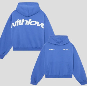 Mtmoiss Unisex With Love Letter Prined Long Sleeve Hoodie