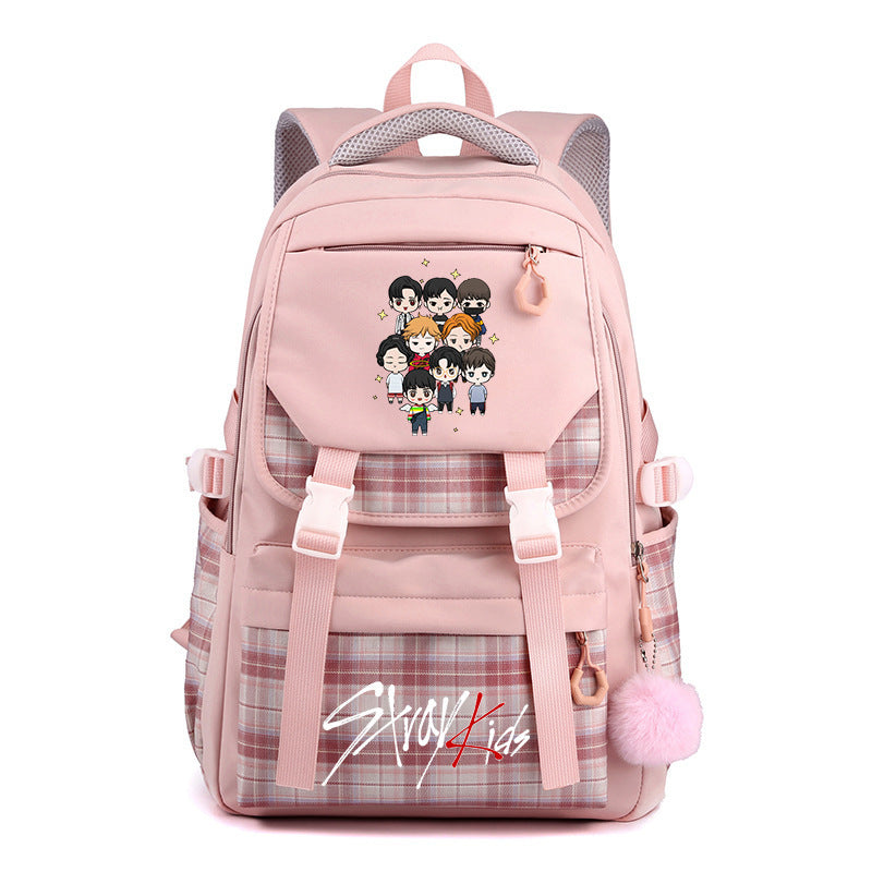 Kpop Stray Kids Letter Printed Backpacks Pink