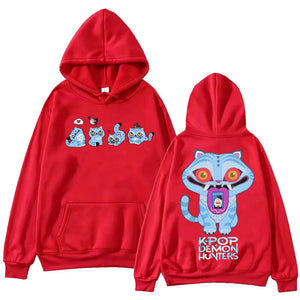 Mtmoiss Unisex Kpop Demon Hunters Tiger Printed Long Sleeve Hoodies