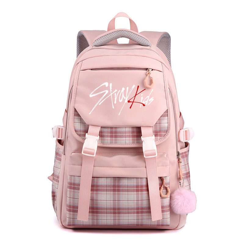 Kpop Stray Kids Letter Printed Pink Backpacks