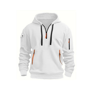Mtmoiss Men Multi- pockets Design Long Sleeve Hoodie